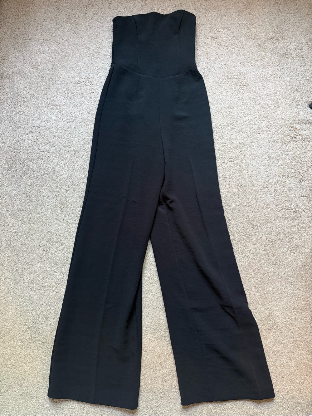 Abercrombie & Fitch Black Strapless Wide-Leg Jumpsuit